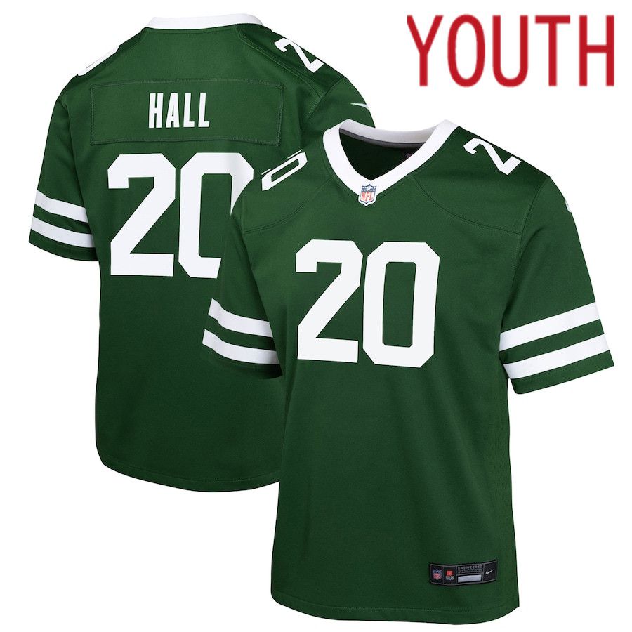 Youth New York Jets #20 Breece Hall Nike Legacy Green Game NFL Jersey->->Youth Jersey